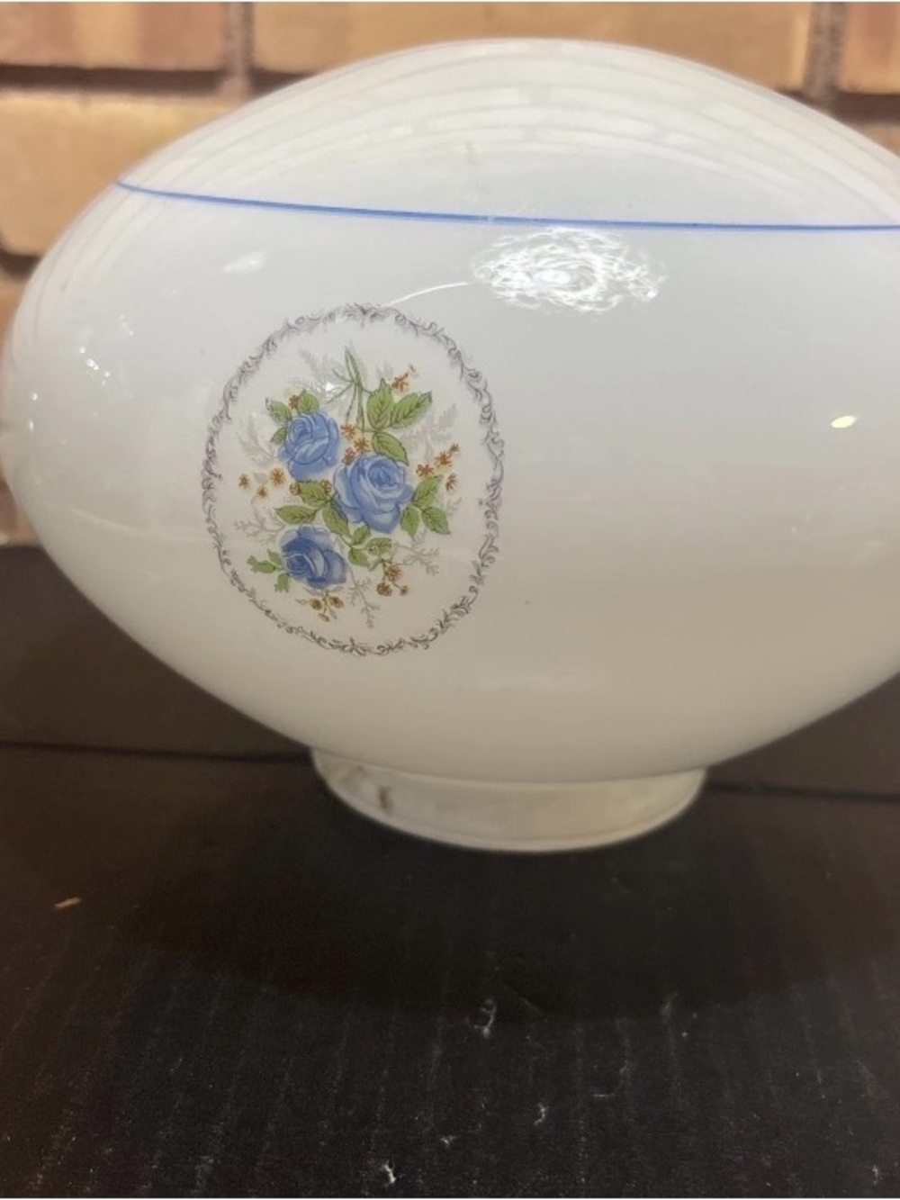 School House blue poppy flowers milk glass ceiling light replacement globe